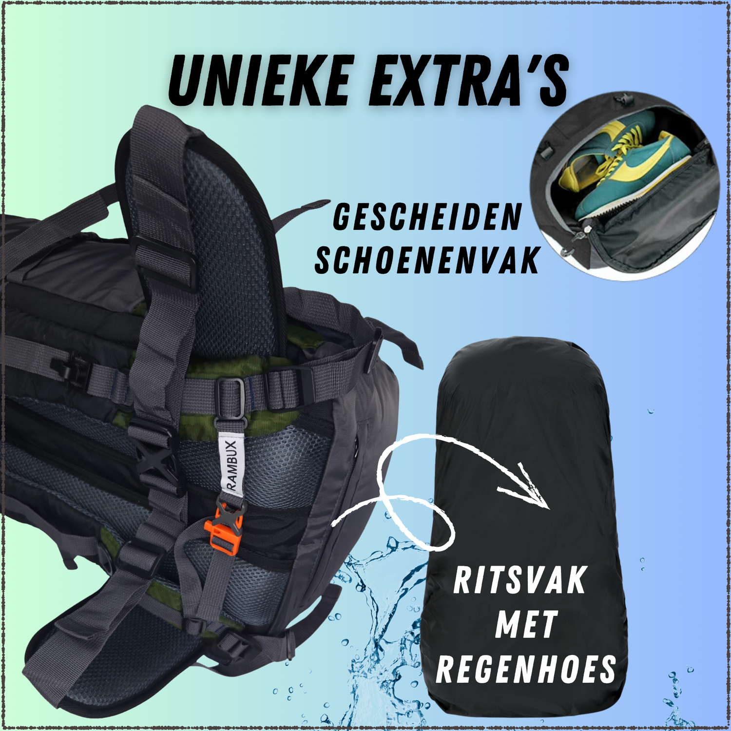 60L Trekking Rugzak Legergroen