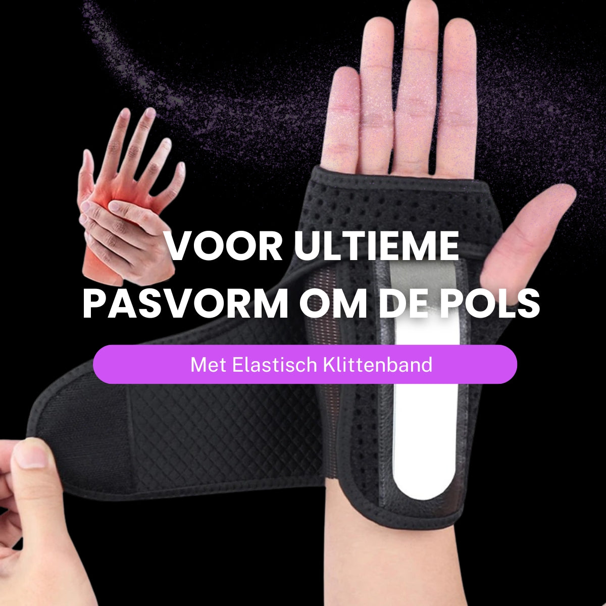 Polsbrace Links – Pols Ondersteuning voor Werk & Sport – One Size – Zwart