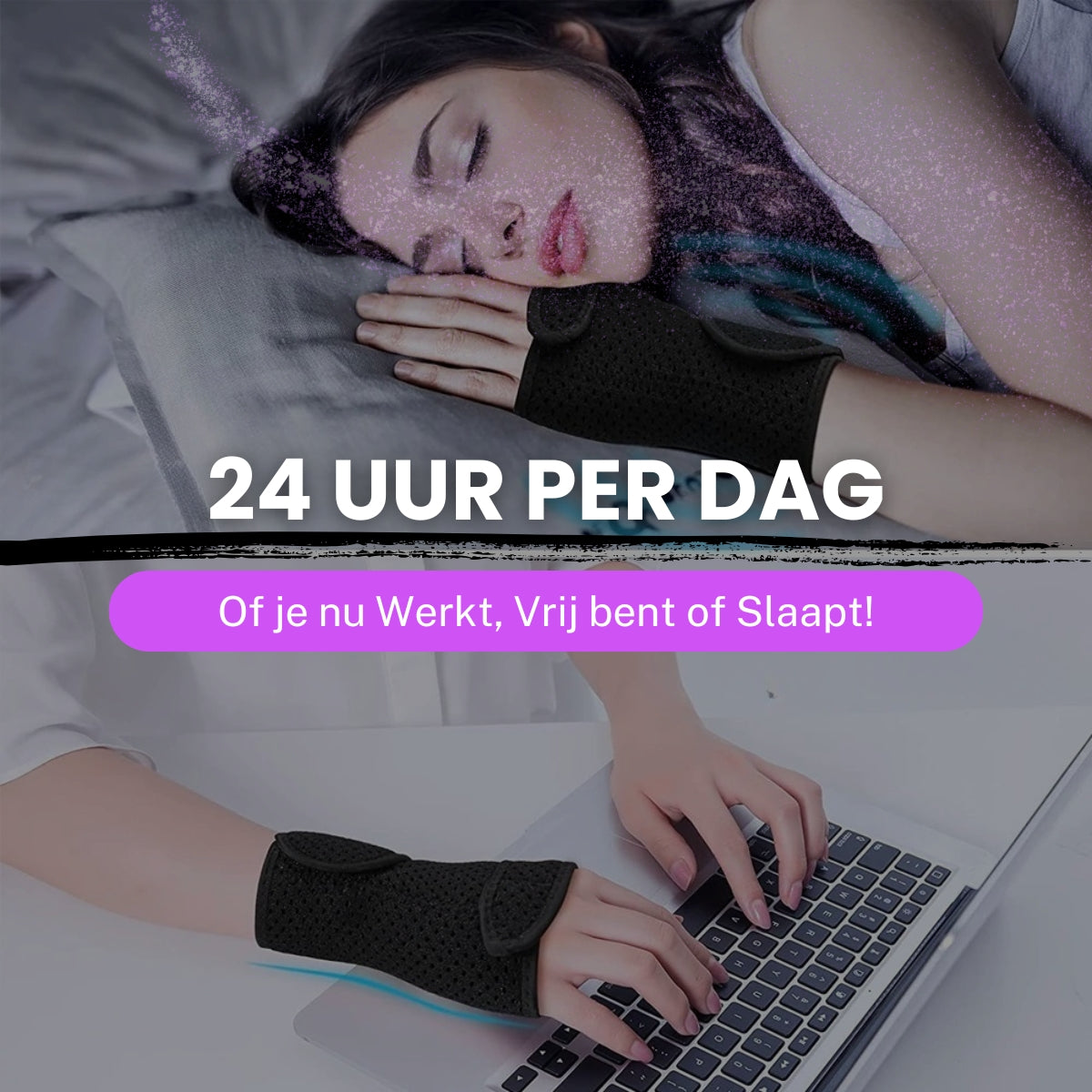 Polsbrace Links – Pols Ondersteuning voor Werk & Sport – One Size – Zwart