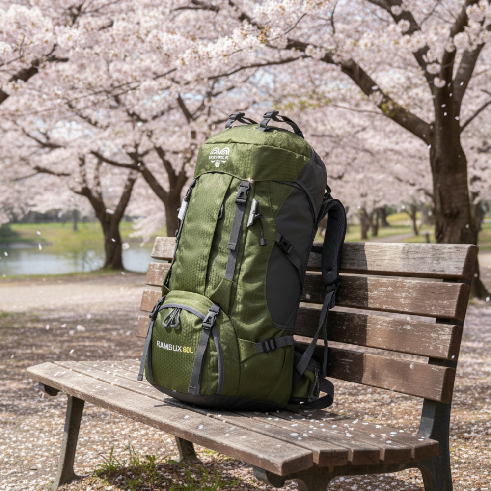 60L Trekking Rugzak Legergroen