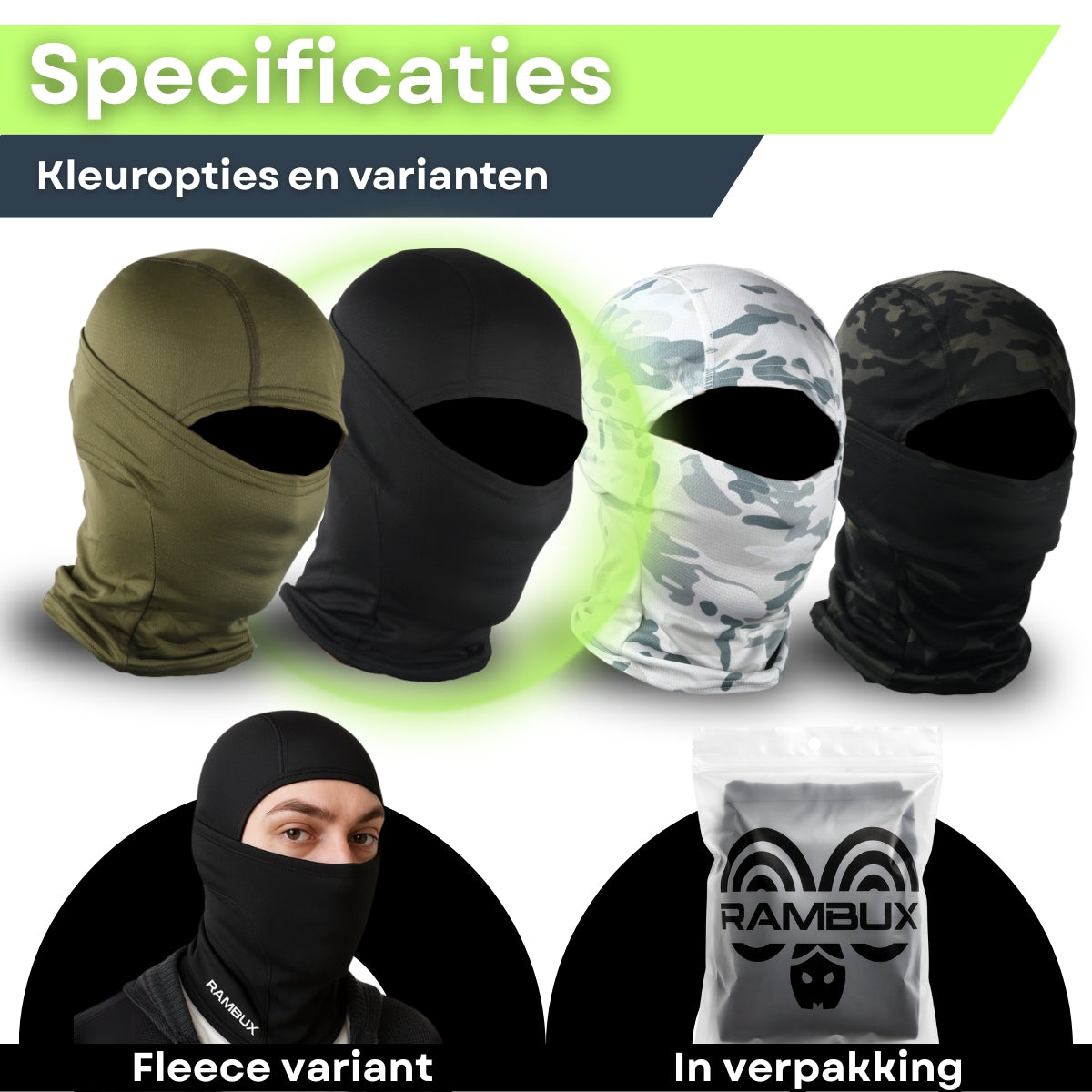 Balaclava Helm Muts Bivakmuts Zwart