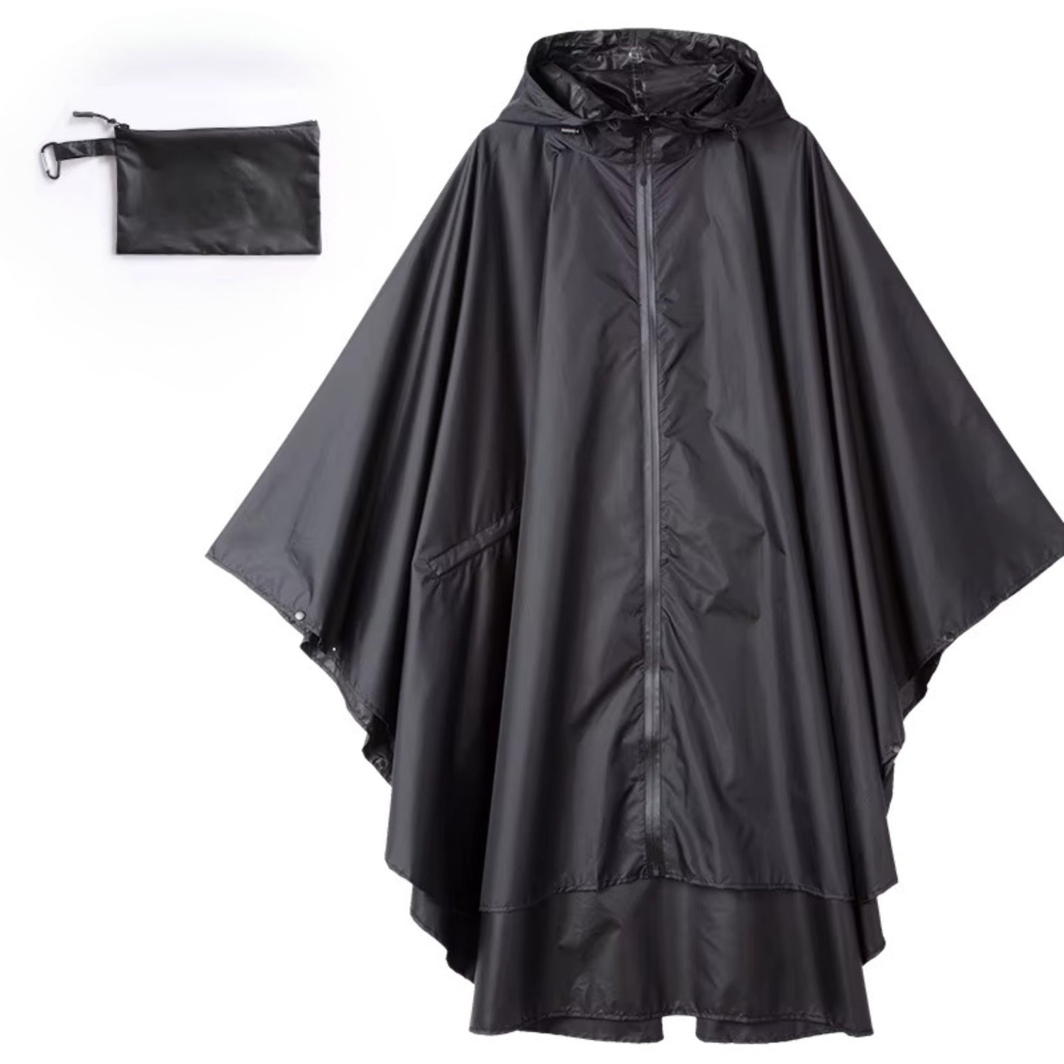 Poncho Regenjas met Capuchon Zwart