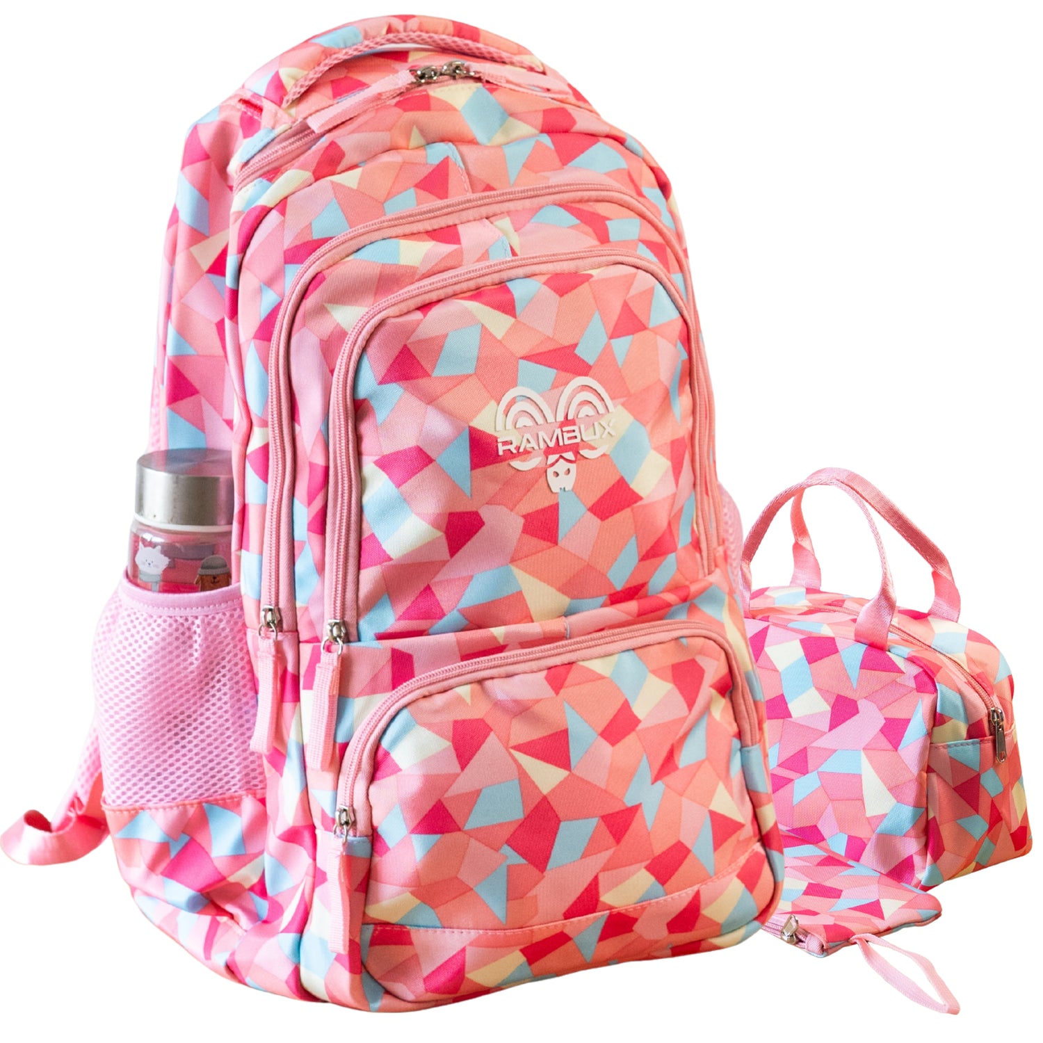Schooltas Set - Roze Abstract - 3-delig RAMBUX