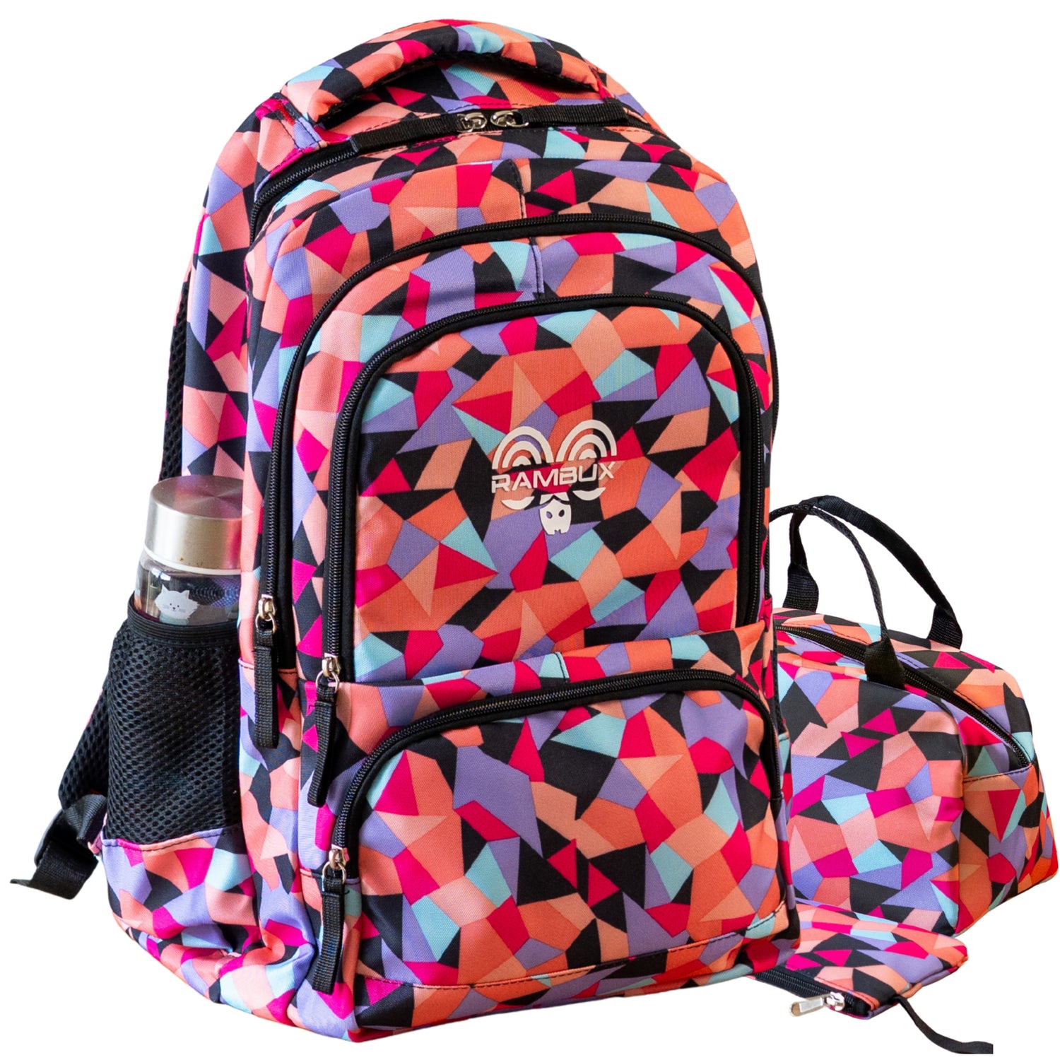 Schooltas Set - Zwart Abstract - 3-delig RAMBUX