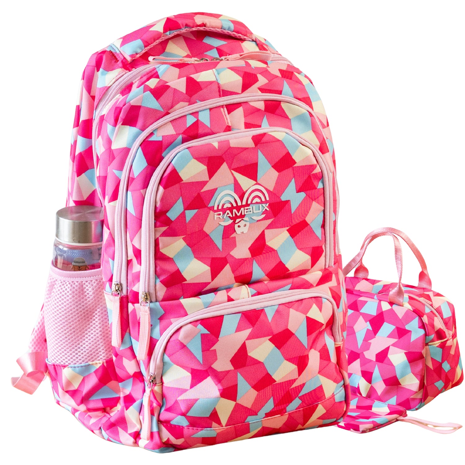 Schooltas Set - Rozerood Abstract - 3-delig RAMBUX