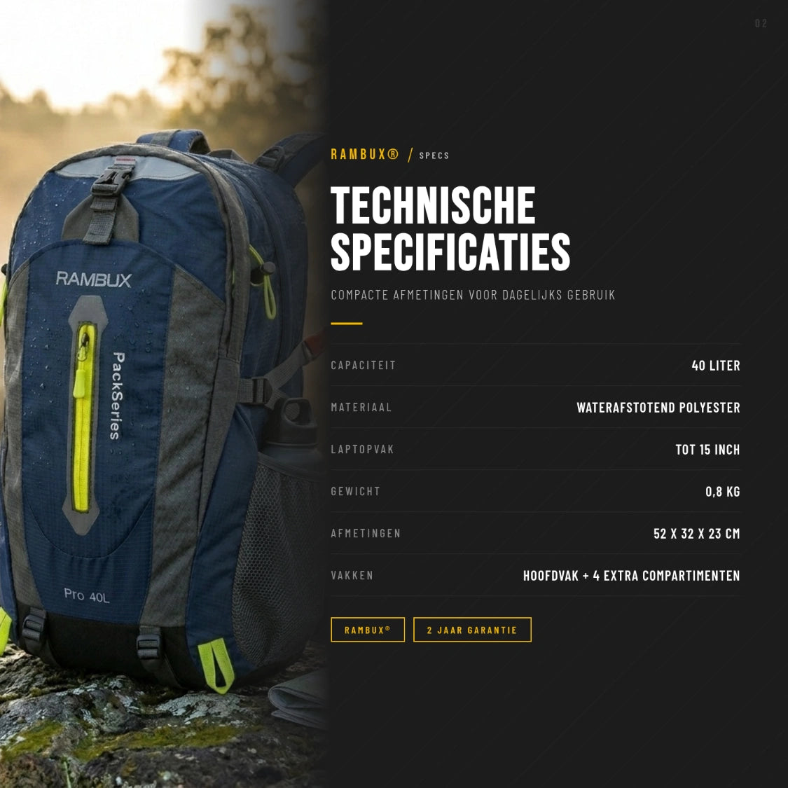 RAMBUX® 40L Rugzak Dames - Marineblauw