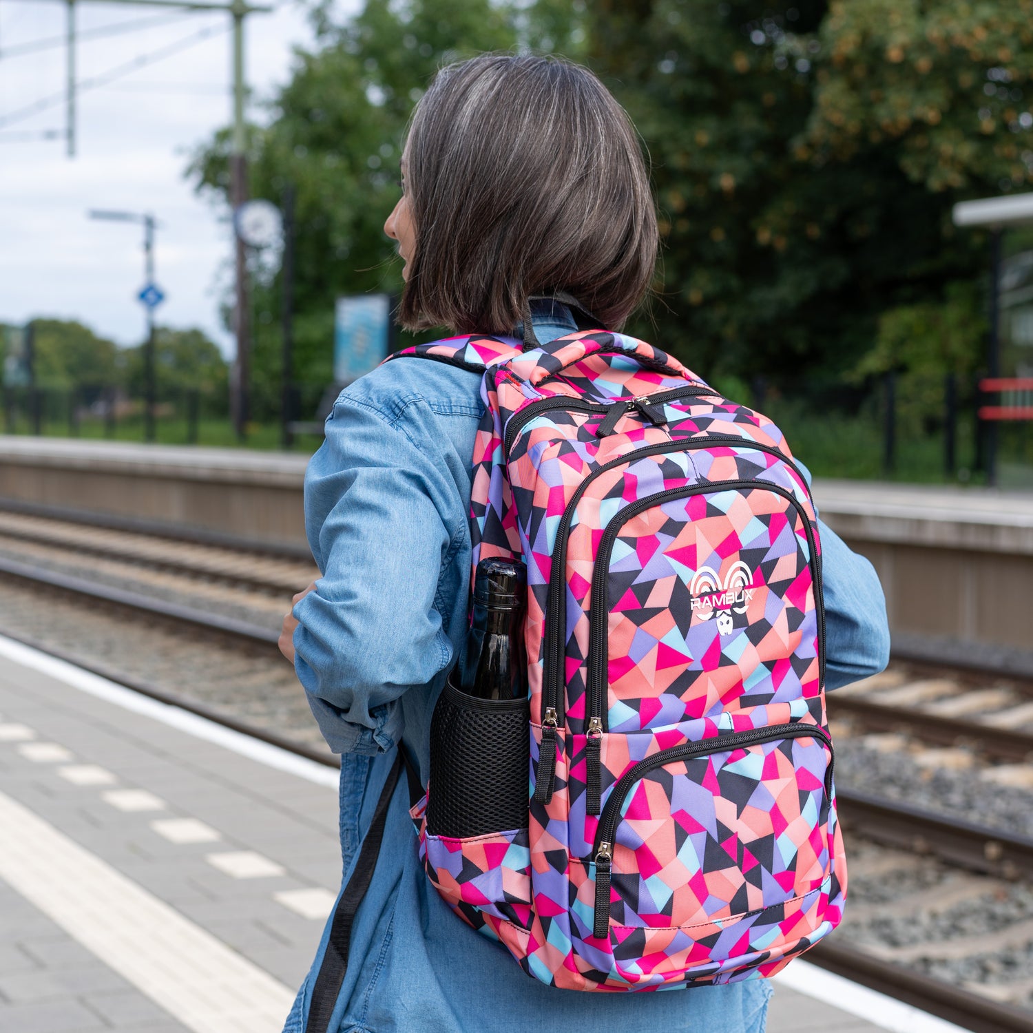 Schooltas Set - Zwart Abstract - 3-delig RAMBUX