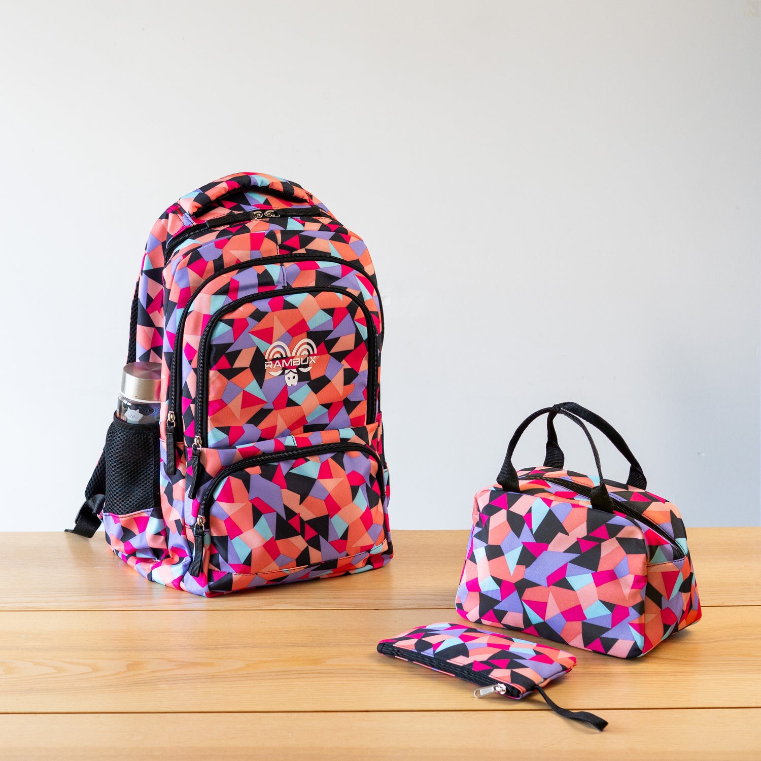 Schooltas Set - Zwart Abstract - 3-delig RAMBUX