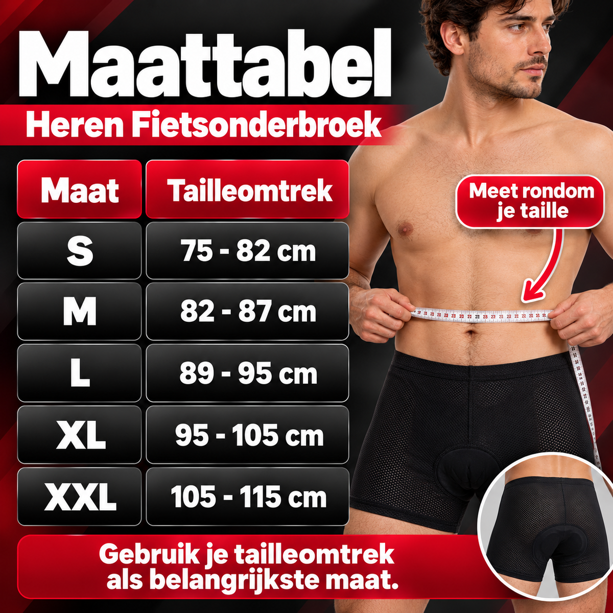 Fietsonderbroek Heren met Zeem