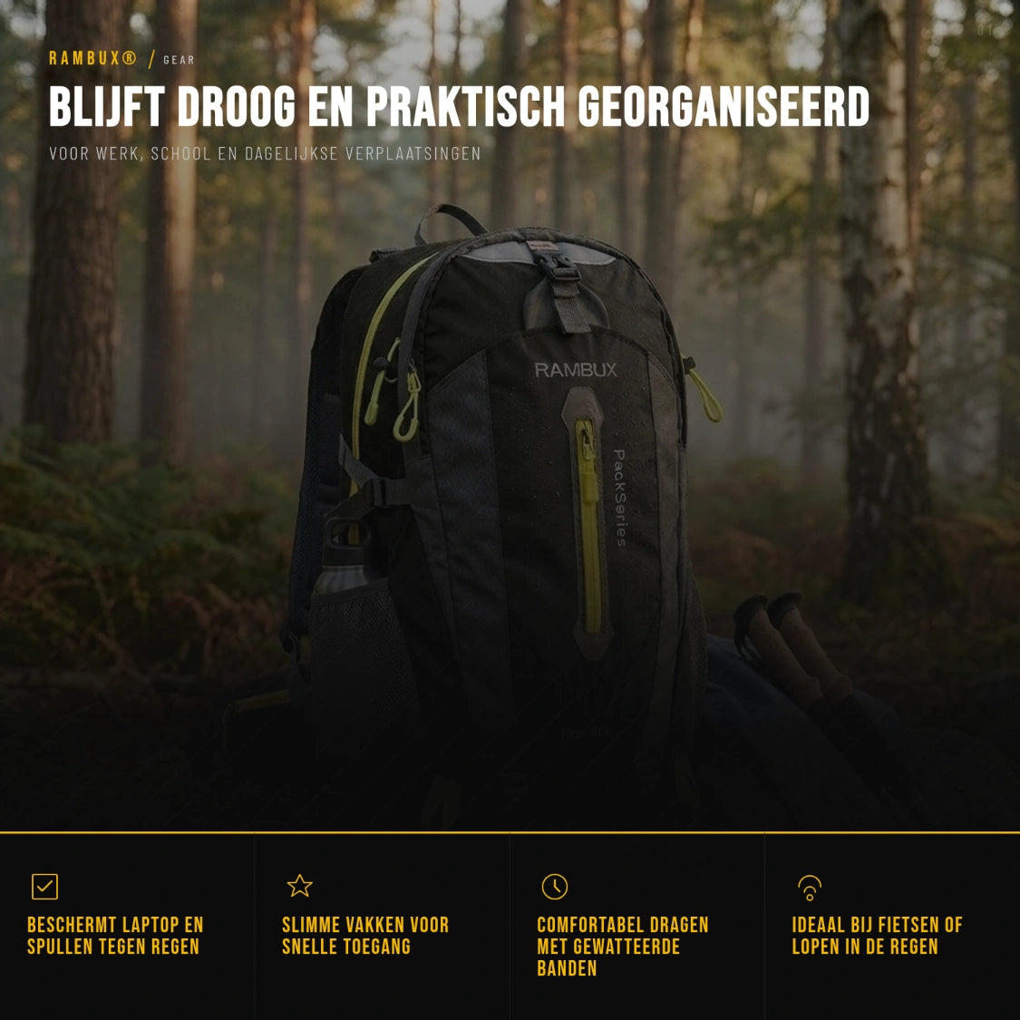 RAMBUX® 40L Rugzak Dames - Zwart