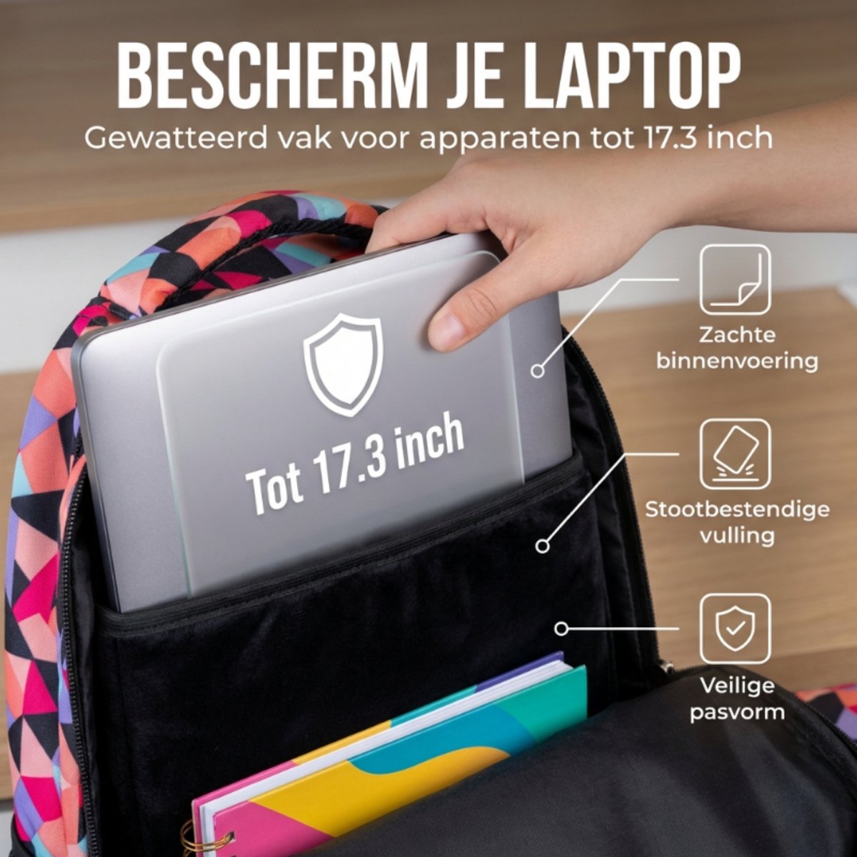 Schooltas Set Rozerood Abstract 3-delig