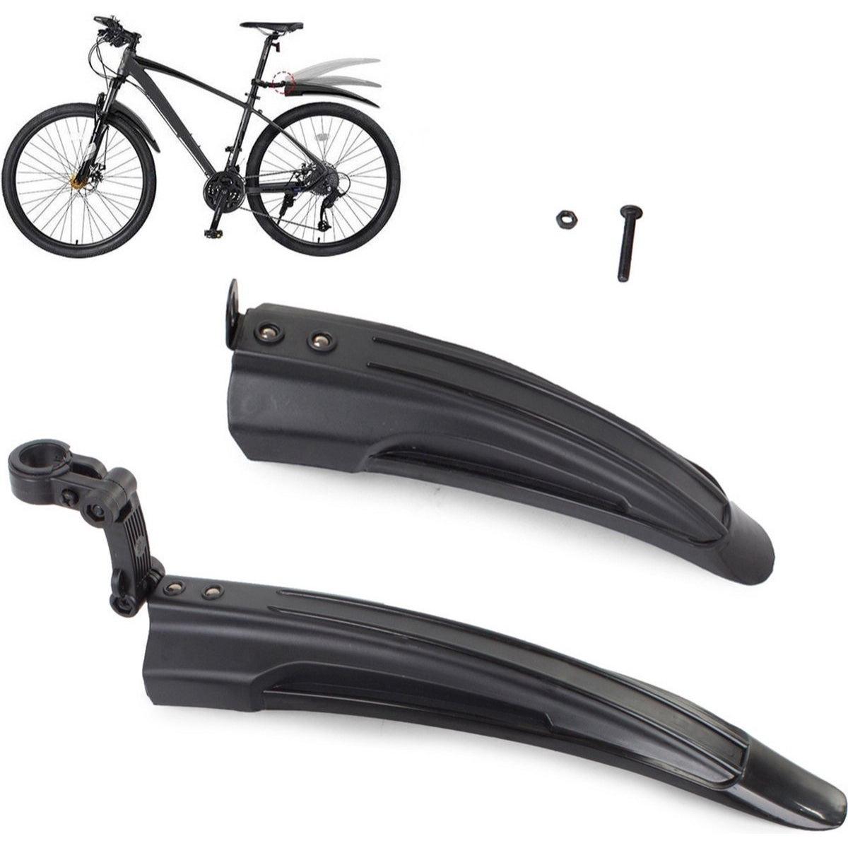 spatbord voor mountainbike RAMBUX® Spatbordset – Zwart – & Achter voor of Stadsfiets Lens Type | Diopter:Readers / 1.50 Magnetisches liegendes Heimtrainer-Fahrrad Volt Category:E Bike_Shimano HB QB400  QR. 6 Bolt