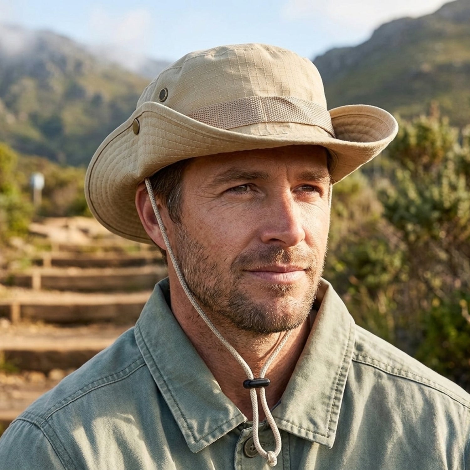 Bucket Hat Heren Kaki