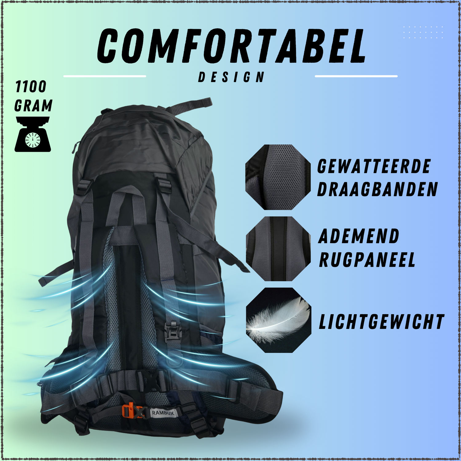 60L Trekking Rugzak Marineblauw