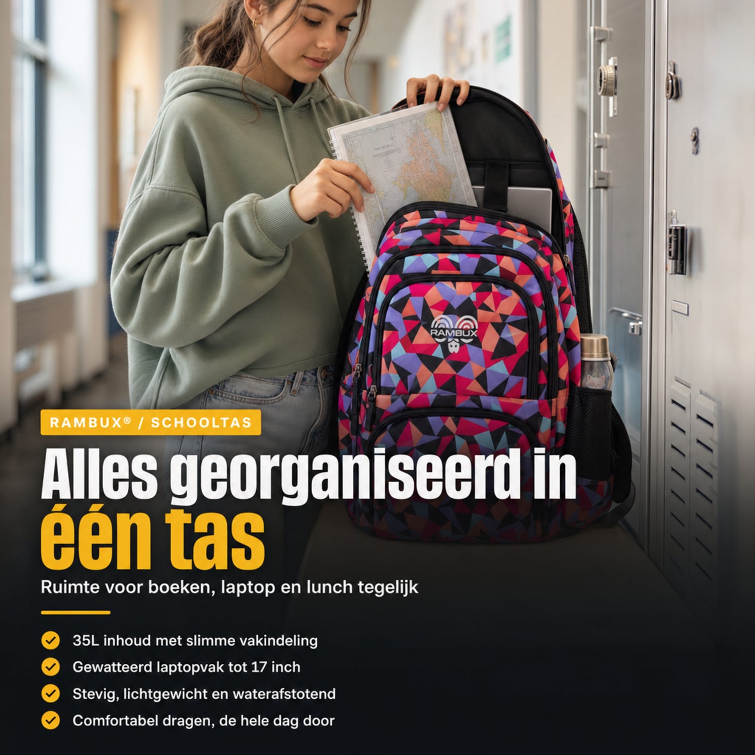 Schooltas Set Roze Abstract 3-delig