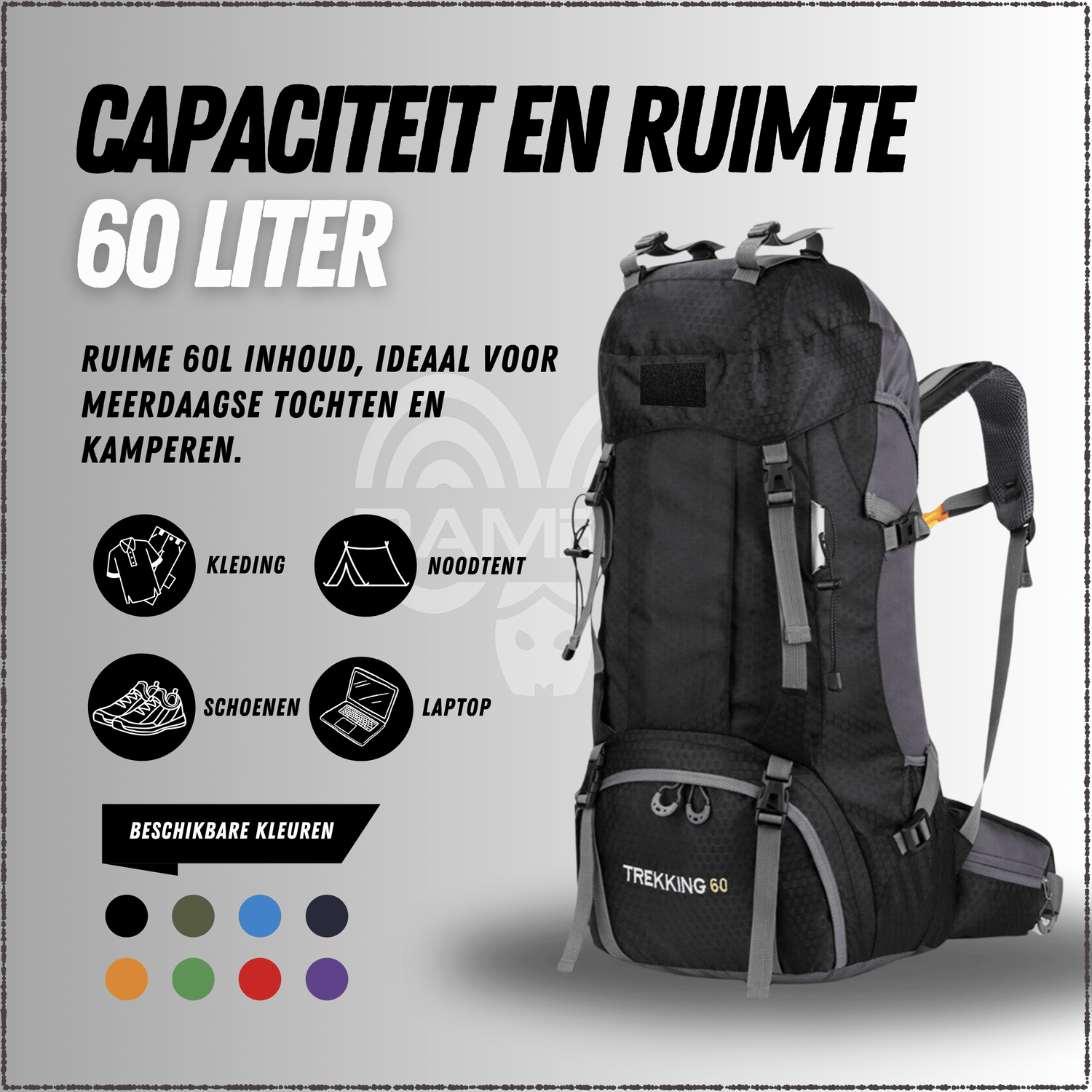 Backpack Adventure 60L Zwart
