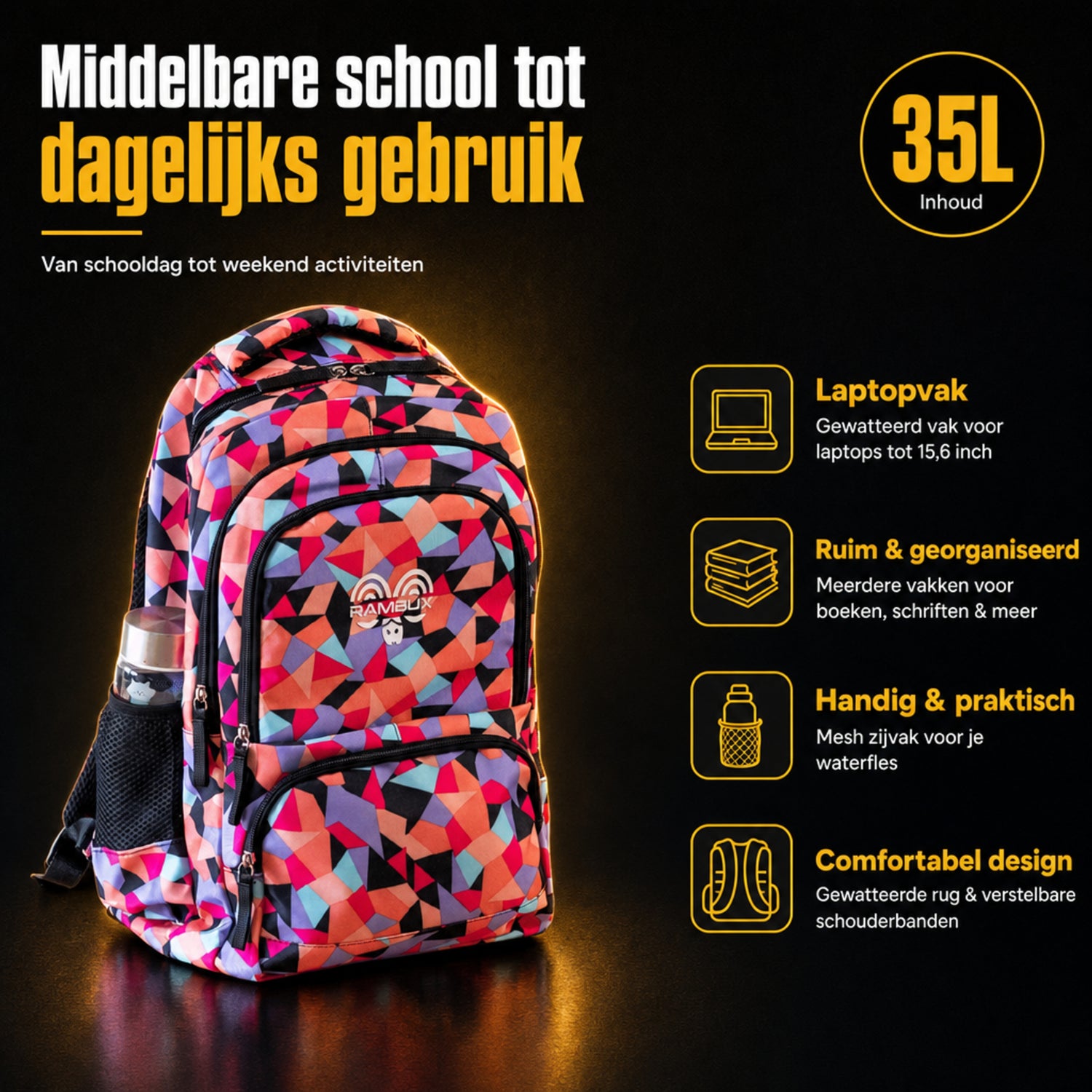 Schooltas Set Roze Abstract 3-delig