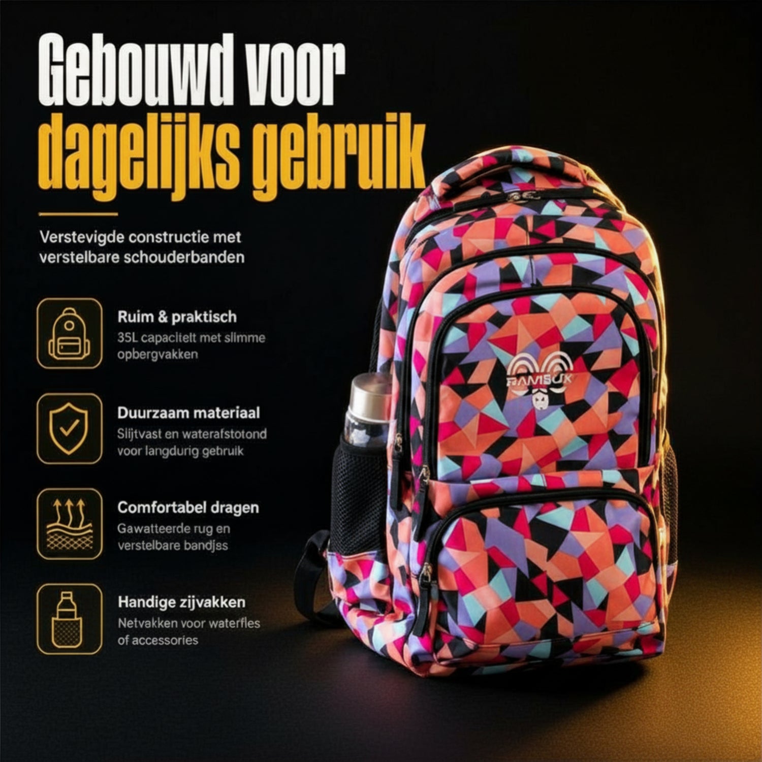 Schooltas Set Roze Abstract 3-delig