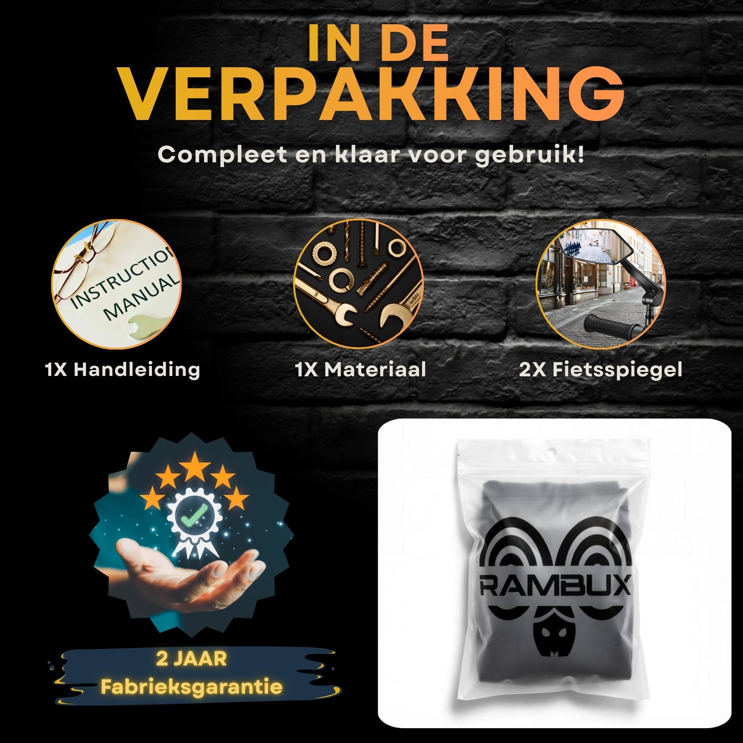 Scooterspiegels - Fietsspiegels - Links & Rechts - 360° Draaibaar - 20-24mm Diameter Stuurstang - 405 g