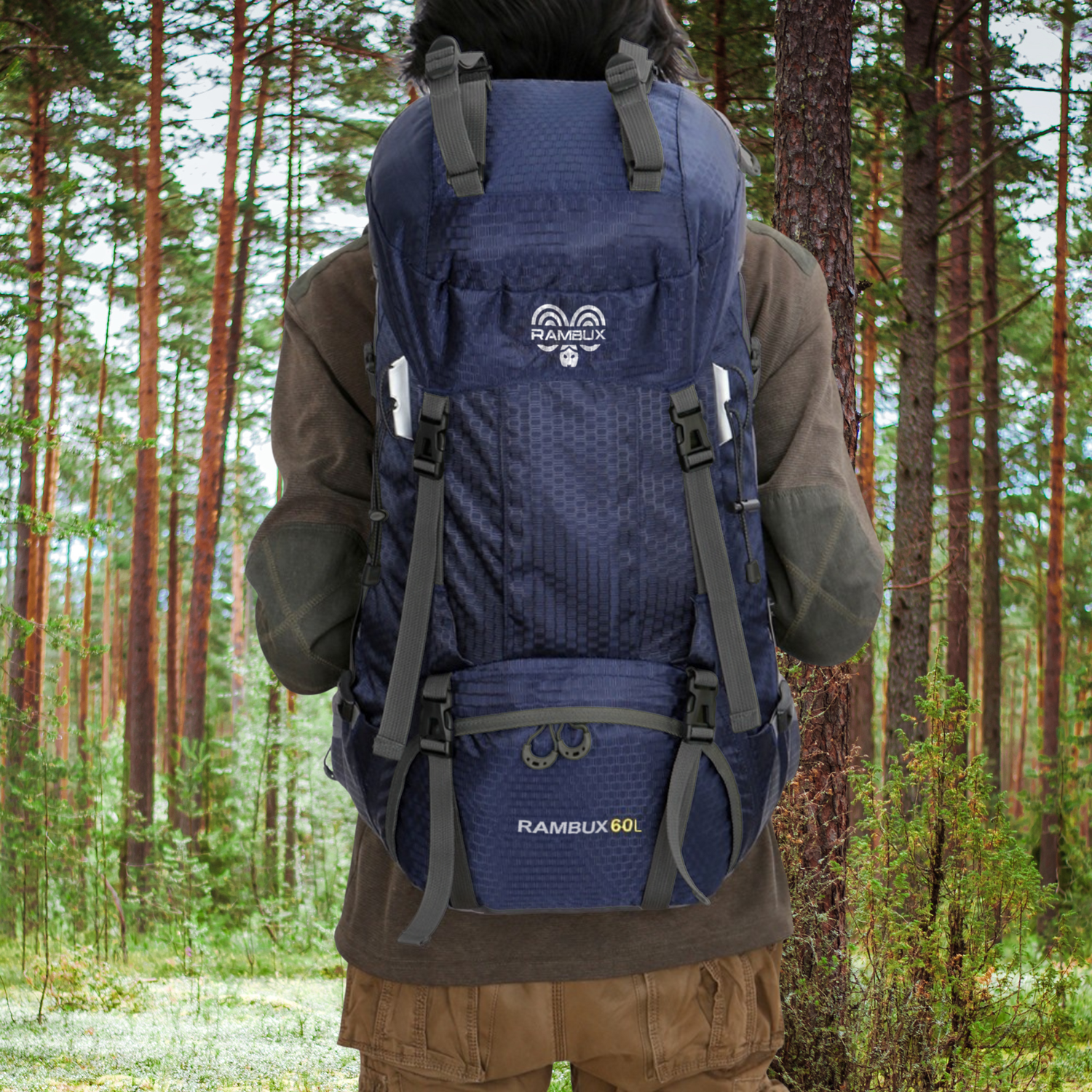 60L Wandelrugzak - Hiking & Trekking Backpack - Lichtgewicht Outdoor Rugzak - Marineblauw