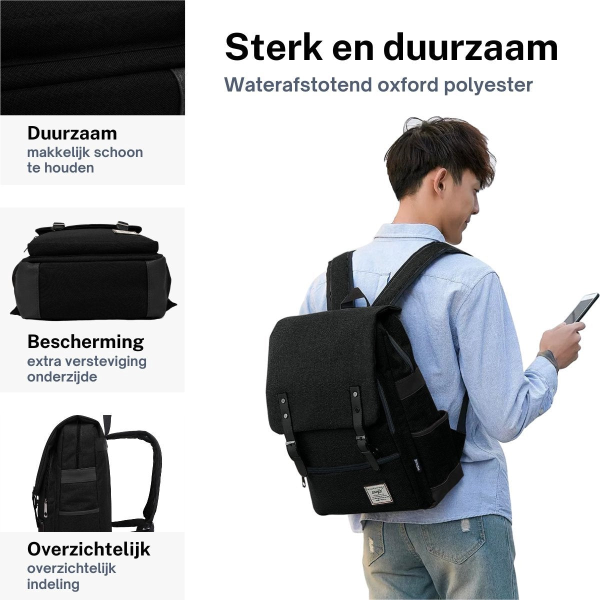 Canvas Tas - Rugzak - Zwart RAMBUX