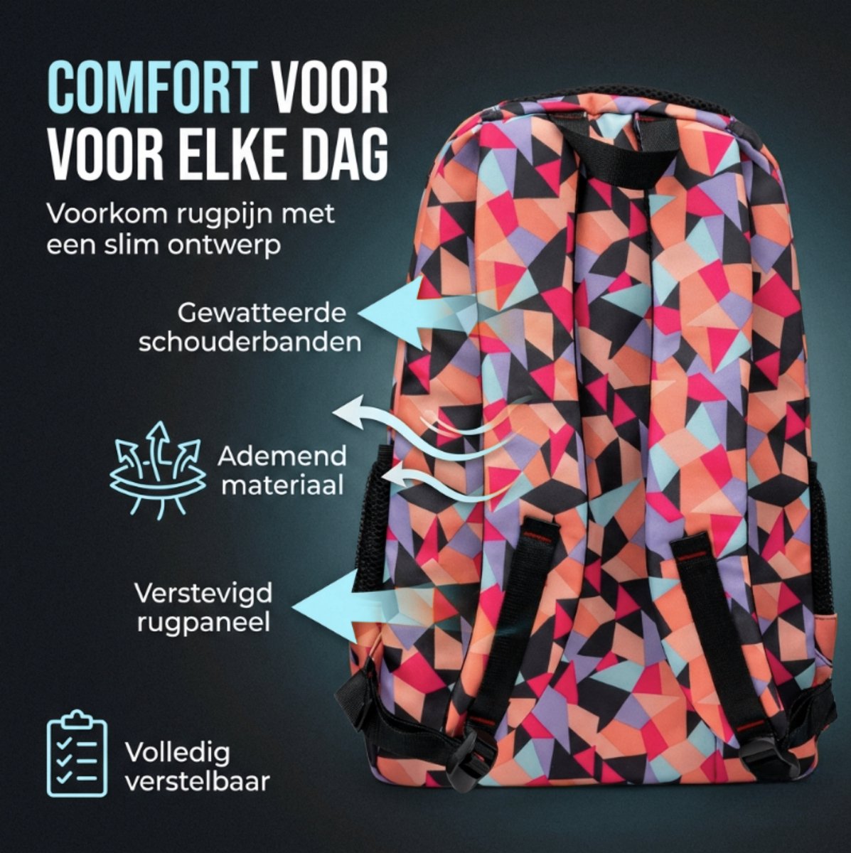 Schooltas Set Rozerood Abstract 3-delig