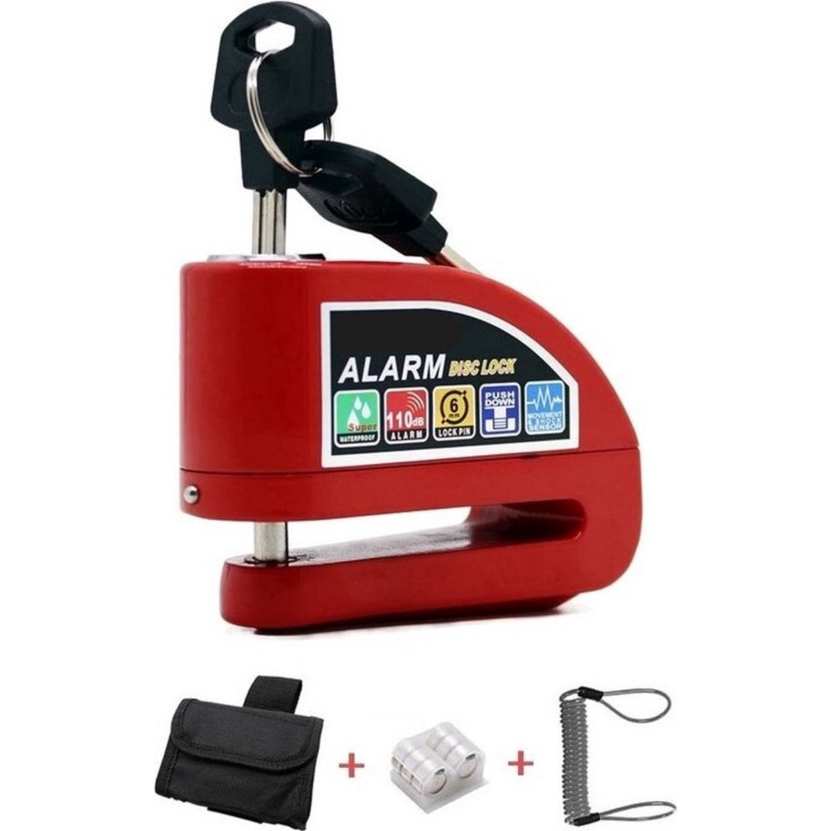 Schijfremslot met Alarm - Rood RAMBUX