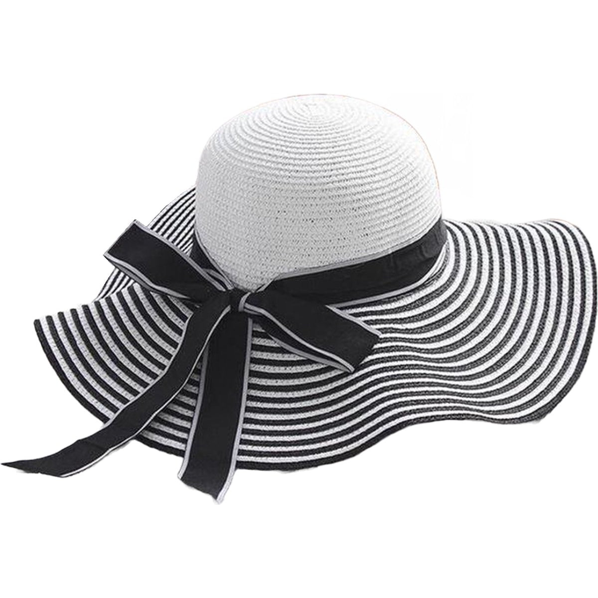 Zonnehoed Dames - Riet - Zwart-Wit